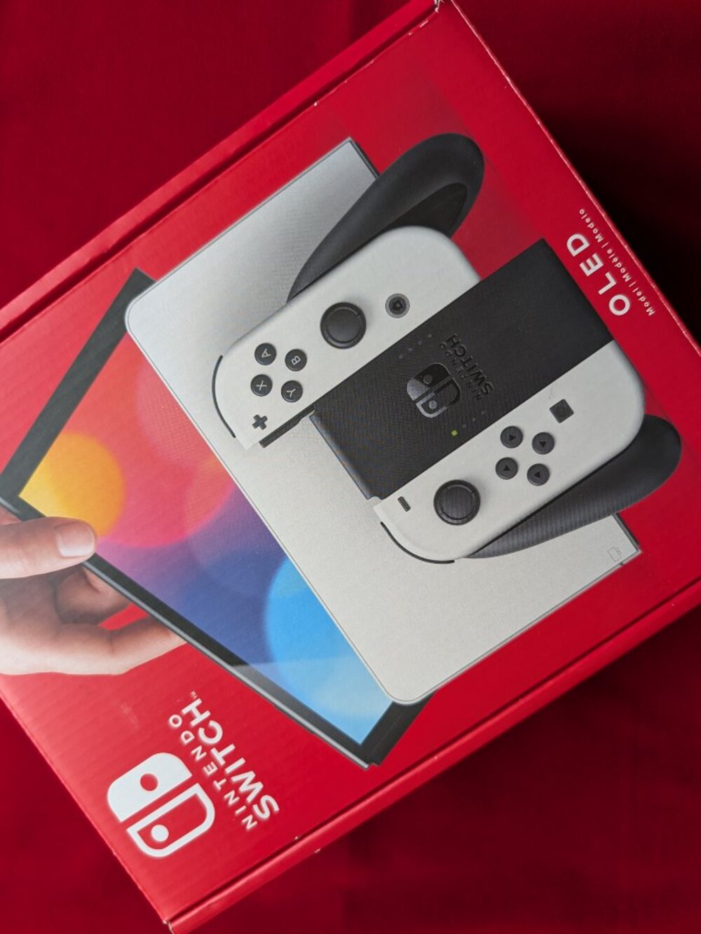 Nintendo Switch OLED Console with White Joy-Con and Black Docking Grip - Picture 2 of 7